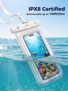 TOPK E09 Waterproof Phone Pouch, Universal Touchscreen Dry Bag With Adjustable Lanyard, Fits 4–7 Inch Smartphones For Swimming, Beach, Kayaking, Snorkeling And Outdoor Activities - White - View 4