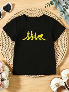 Camiseta de manga corta con cuello redondo informal y suave de verano para niño,Estampado de cruce de cebra, Adecuado para uso diario y salidas casuales.White - Negro - Ver 2
