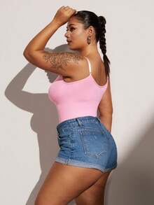 1pc Women Plus Size Seamless Tummy Control Butt Lifter Thong Shapewear Summer - Baby Pink - View 10