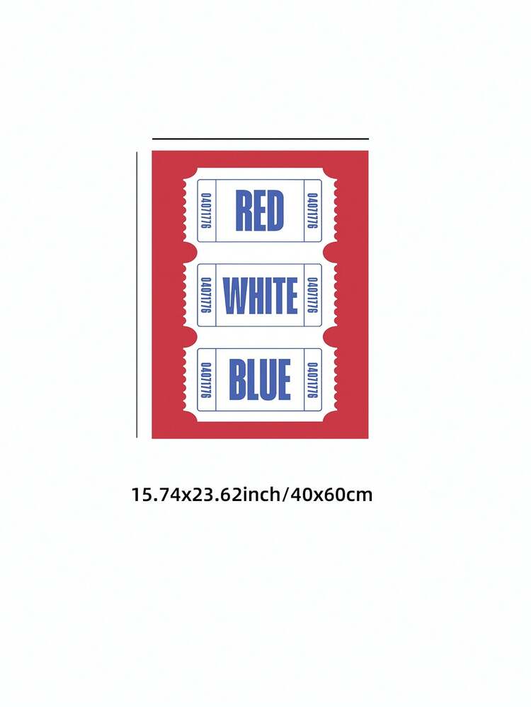 1张无框红白蓝门票图案复古爱国主义七月四日装饰数字下载海报，美观公寓客厅卧室返校季趣味海报宿舍必备 - 票據 - 查看 11