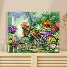 24-Color Adult DIY Digital Oil Painting Kit - 40*50cm/16*20inch Retro Bicycle With Flower Basket In Vibrant Colorful Garden Pattern, Includes 1pcs Canvas, 3pcs Different Paint Brushes & 1pcs Color Chart, Ideal For Living Room, Bedroom, Office & Home Wall Decoration, Perfect Gift For Valentine's Day, Birthday, Mother's Day, Christmas & All Holidays, Professional Adult Art Usage (Unframed) - Nhiều màu - Xem 2