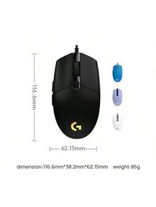 Logitech Ratón de juego con cable G102, diseño mecánico ligero, efectos de iluminación RGB, portátil, diseño clásico, agarre cómodo, adecuado para manos pequeñas a medianas - Ver 4