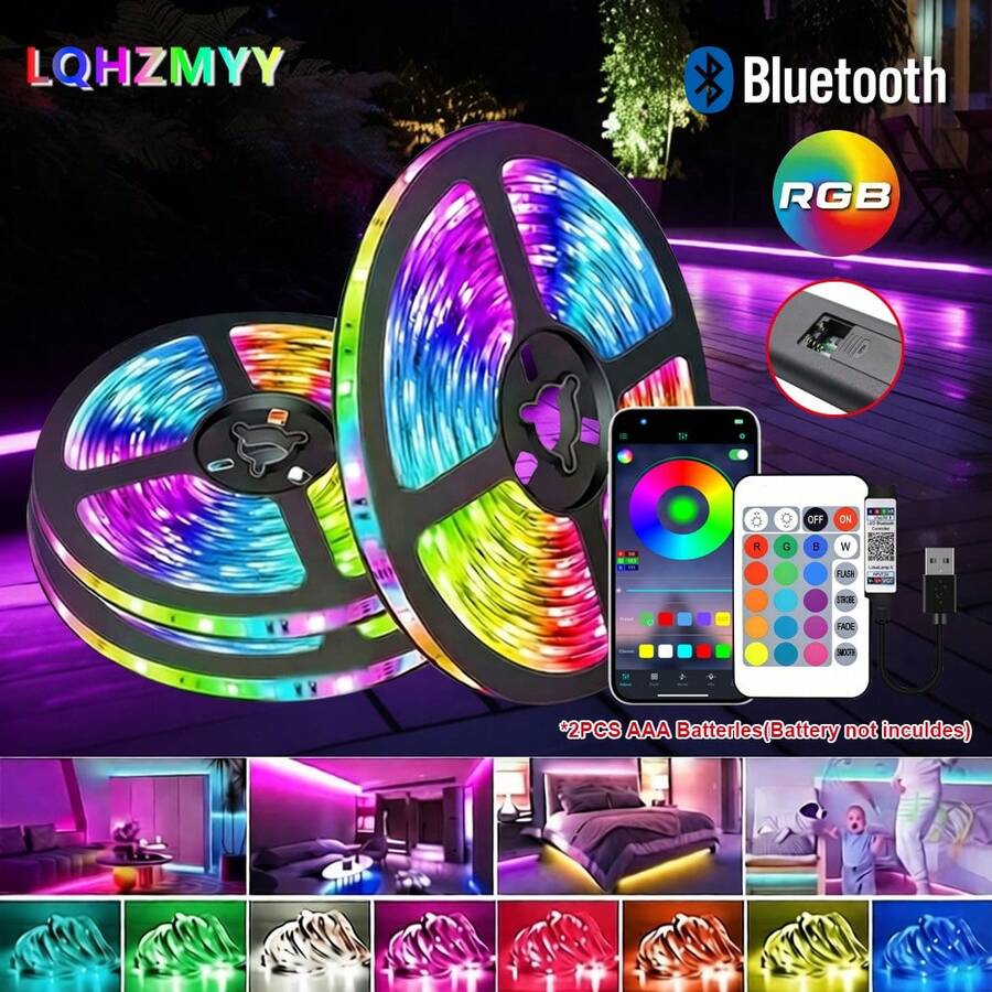 24-Key Bluetooth Controller 5050RGB Adhesive LED Soft Light Strip TV Background Ambient Light Bar USB Interface