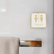 12cm/4.72in Acrylic Mirror Finish Unisex Toilet Sign, Self-Adhesive Easy To Remove, Suitable For Home And Public Restroom Indication - A - View 4