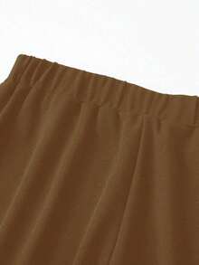 Unity Pantalones casuales anchos de mujer con diseño de rayas de palillo de dientes de unicolor - Marrón Mocha - Ver 8