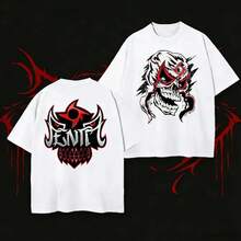 S-3XL Men's Wrestling Theme T-Shirt With Devil Dog Group Print, A194 Casual Summer T-Shirt, Crew Neck - 黑色 - 查看 8