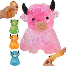 1pc Sequin Crystal Highland Cow Squishy Fingertip Toy, Soft Slow Rebound Sensory Toy, Cute Squeeze Toy, Suitable For Children And Adults, Office Desk Anxiety Relief Tool, Christmas Halloween Birthday Mother's Day Gift For Family And Friends, Squishy Toy - Multicolor - View 4