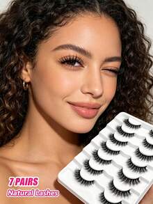 7 Pairs Mkhlina Natural Look False Eyelashes - Soft, Lightweight, Fluffy & Delicate Lashes Suitable For Daily Makeup - Fluffy Lashes - View 9