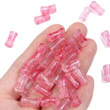 30PCS 6x12mm Glass Transparent Bamboo Shaped Beads With Golden Foil, Nature-Inspired Spacer Charms, Durable Bulk Beads For Fresh & Elegant DIY Jewelry - 竹子 - 查看 10