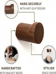 1/2/4pcs Walnut Wall-Mounted Hooks - Multi-Functional Decorative Wall Decor, Suitable For Entryway Or Bedroom Hats, Hanging Items, Handmade Hooks, Multi-Compartment Hooks, Home Storage, Office Storage - Multicolor - View 2