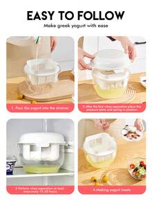 Meoky Greek Yogurt Strainer With Lid, Large Capacity Round Yogurt Filter Container, Whey Separator For Homemade Greek Yogurt And Soft Cheese, Reusable Food Strainer For Refrigerator Kitchen And Daily Use - View 8