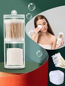 1PC Transparent Makeup Pad Storage Box, Covered Storage Jar, Facial Cleaning Tool Storage,Desktop Makeup Removal Tool Storage Rack, Dressing Table Storage Accessories, Bathroom Accessories - Transparent - View 12
