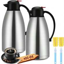 KOKK2O 2 Pcs Thermal Coffee Carafe Insulated Stainless Steel Carafe Double Walled Vacuum Coffee Pot Creamer Pitchers With Brush For Home Office Use Keep 24 Hours Hot Water Tea - Silver - View 7