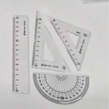 4 pièces/set Règle de dessin multifonctionnelle de 15 cm de lapin mignon en couleur aléatoire, ensemble de papeterie avec rapporteur triangulaire pour étudiants - Ensembles - Voir 7