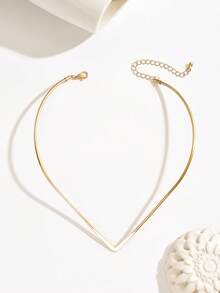 1pc Minimalist Elegant Creative Versatile Niche Design V-Shaped Choker Necklace Suitable For Women's Daily Wear - Gold - View 2