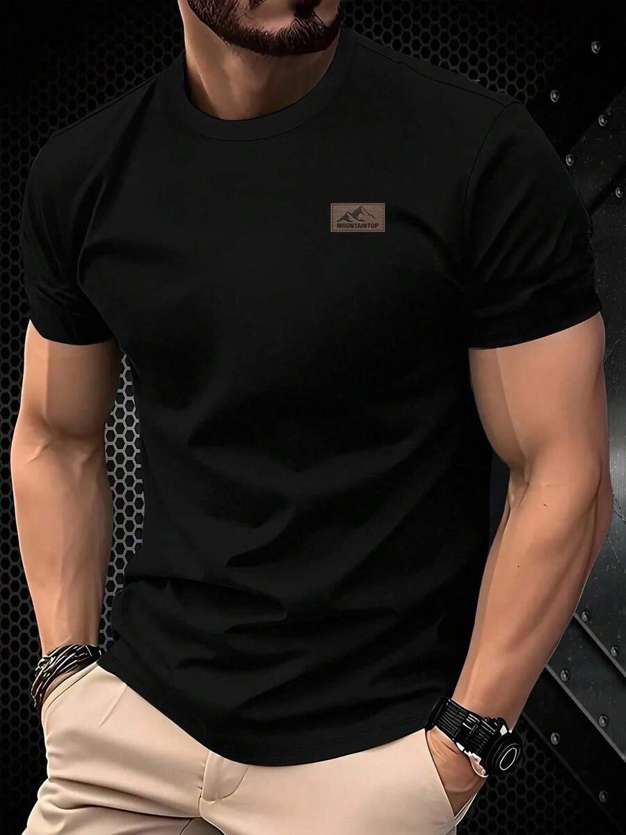 Summer Men's Crew Neck T-Shirts Gym Leisure Vacation High Quality Men's Shirts Fashion Prints Y2K Men's Clothing Festival Sweatshirt Men's Sets Men's Gifts Local Mexico - 黑色 - 查看 1