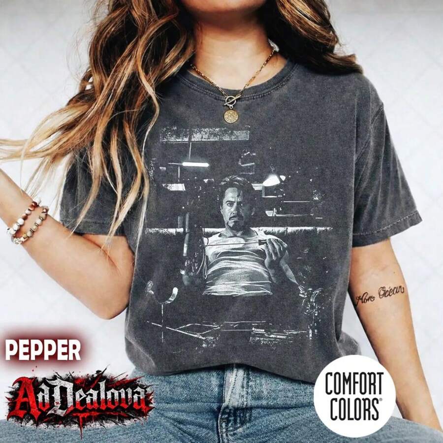Vintage Comfort  ®  Man Shirt, Tony Stark  Man Shirt, Avengers   Fan Tee, Gift For Women And Man Unisex T-Sh - màu đen - Xem 1