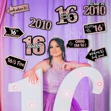 10件組黑色玫瑰金16歲生日派對裝飾套組，趣味標語，適合女孩16歲生日派對、出生週年主題裝飾、生日拍照背景牆裝飾與居家生日氛圍營造 - 16歲 - 查看 6