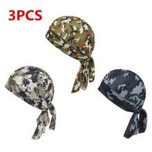 1pc/3pcs Unisex Pirate Hat, Fashionable Camouflage Print Bandana, Breathable Quick-Dry Casual Headwear - Multicolor - View 1