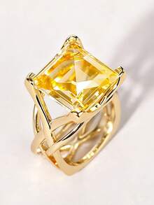 1pc Elegant Cubic Zirconia Ring, Suitable For Women, Ideal For Weddings, Engagements, Valentine's Day, Parties, And As A Gift - 12# - View 3