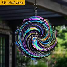 1个3D彩色漩涡闪亮梦幻风车,尺寸25.5厘米/10英寸*25.5厘米/10英寸,带旋转挂钩,360° DIY创意风车套装,风力驱动旋转,安装简便,适合作为圣诞节、万圣节和其他节日礼物(不含吊坠),款式随机。 - A - 查看 4