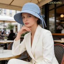 1pc Summer Sun Hats For Women, Outdoor UV Protection Hats,Hats For Women,Gorras Para Mujer,Beach Hat,Bucket Hat - Màu xanh bụi bặm - Xem 4