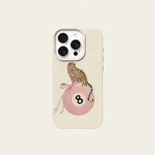 1 pieza Funda de teléfono de material TPU con diseño de lazo de leopardo rosa & negro compatible con iPhone 17 Pro Max/17/16 Pro Max/15/13/12/11, S20 FE/A15/S24/A55, Note 11/Note 12/Note 13 Pro, cobertura completa anti-caída funda protectora suave - Blanco - Ver 5