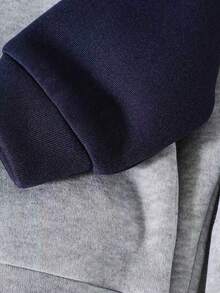Toddler Letter Pattern Warm Hoodie And Sweatpants - Grey - View 4