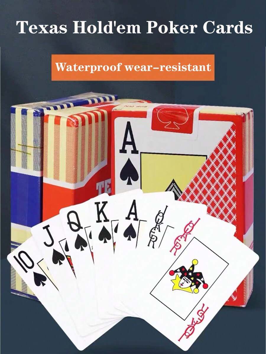 Large Font Wide Brand Texas Hold'em Fine Yarn Playing Cards, PVC Material, Waterproof, Resistant To Folding, Wear-Resistant And Non-Fading