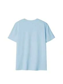 Set Of 3 Short-Sleeved Crew Neck T-Shirts, Casual And Versatile For Summer Wear, For Women - Navy Blue, Light Blue and Off-white. - View 7