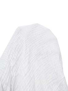 Comfylo Vestido de vacaciones de algodón desgastado blanco con cuello halter de talla grande - Blanco - Ver 7