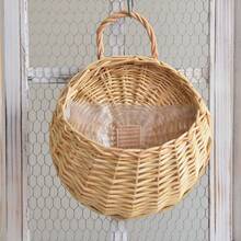 Vaso da fiore da parete in rattan intrecciato fatto a mano, cesto in rattan intrecciato, vaso per piante rampicanti da giardino, vaso da fiore da parete - Intreccio di bambù - Visualizzare 9