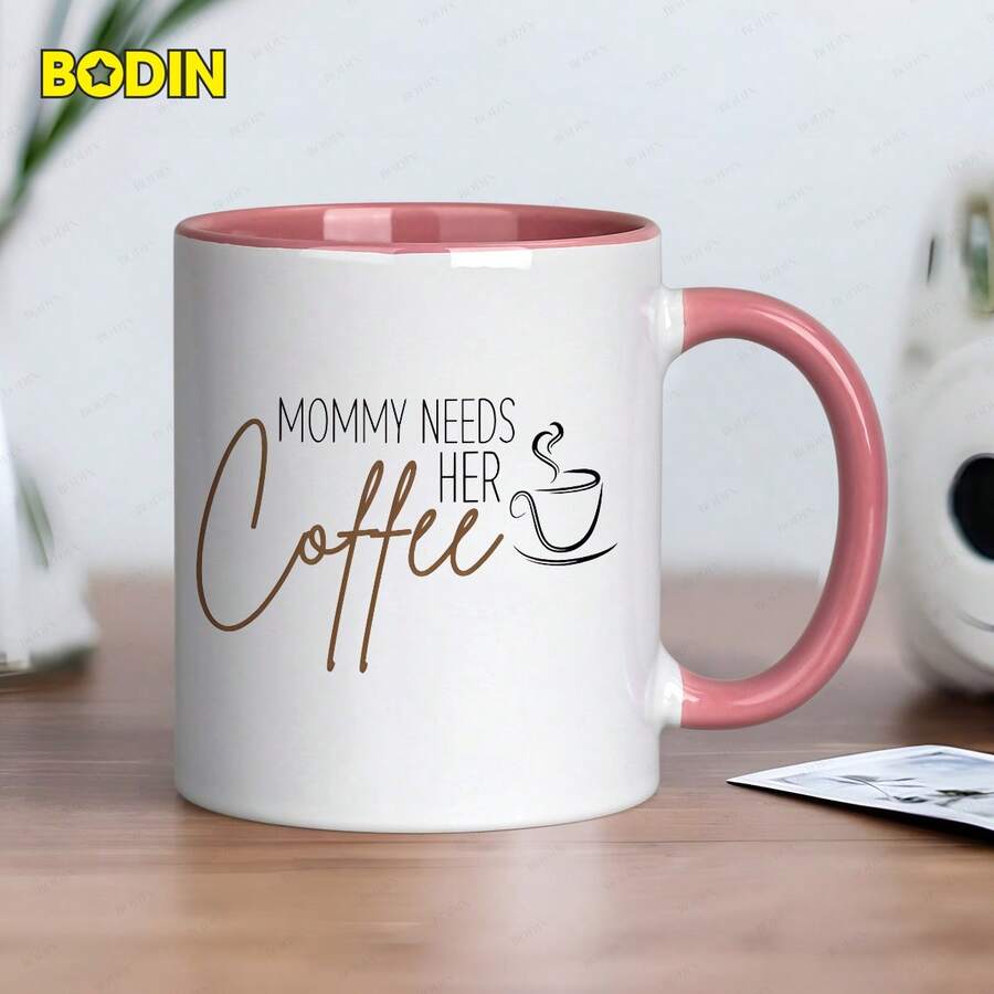 [Envío en 24 horas dentro de México]Taza con doble impresión, 1 unidad, 11 onzas, Cerámica, Taza de café, Texto "Mamá Necesita Su Café" y Diseño de Taza, Apta para lavavajillas, Tazas divertidas, Regalo perfecto para madres, Día de la Madre/Cumpleaños/Regalos - 3 - Ver 1