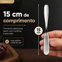 Jogo de 6 Espátulas De Inox Premium Para Manteiga e Geleia Facas Sem Serra Para Cozinha - Prata - Visão 5