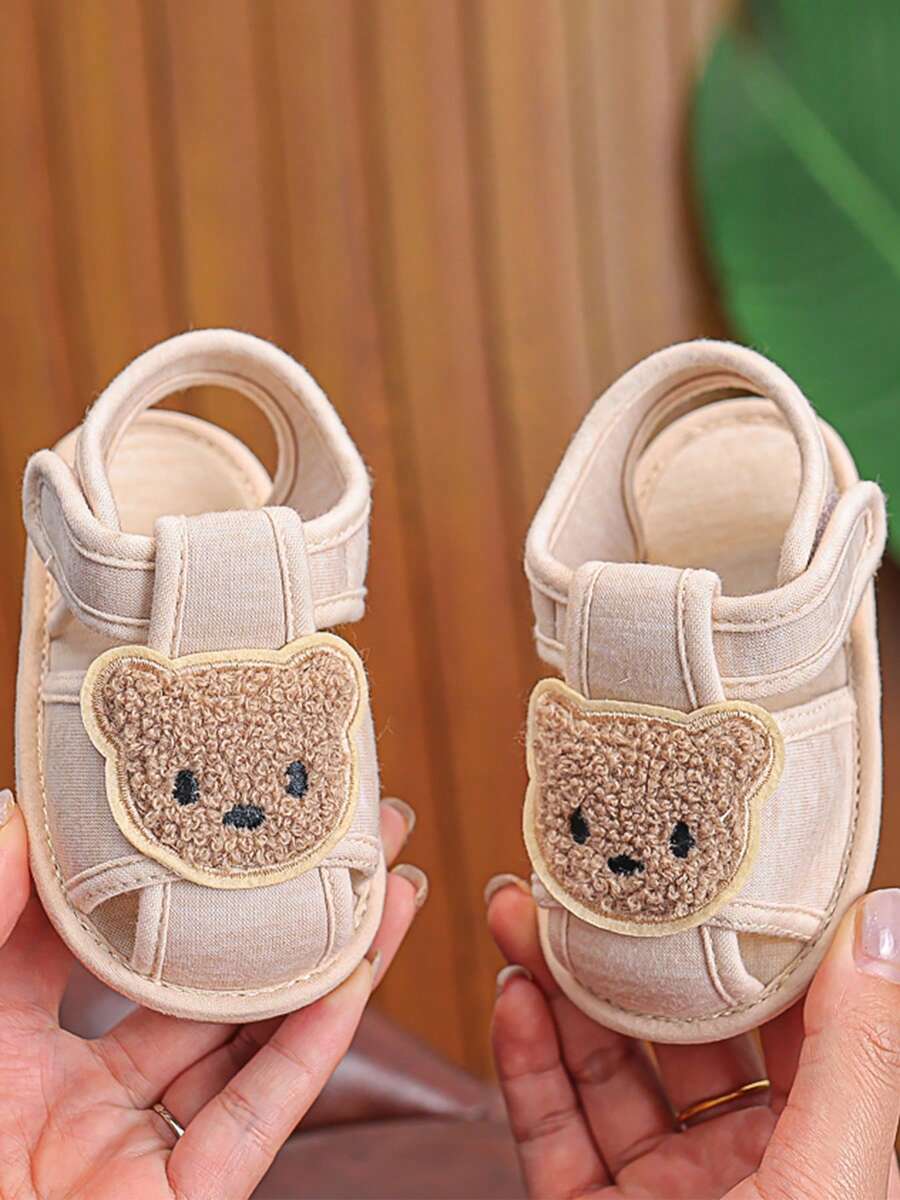 0-1 Year Old Infant Cute Bear Soft Bottom Flat Sandals, Newborn Infant Rubber Sole Indoor Outdoor Shoes, Spring Summer Autumn - Apricot - View 1