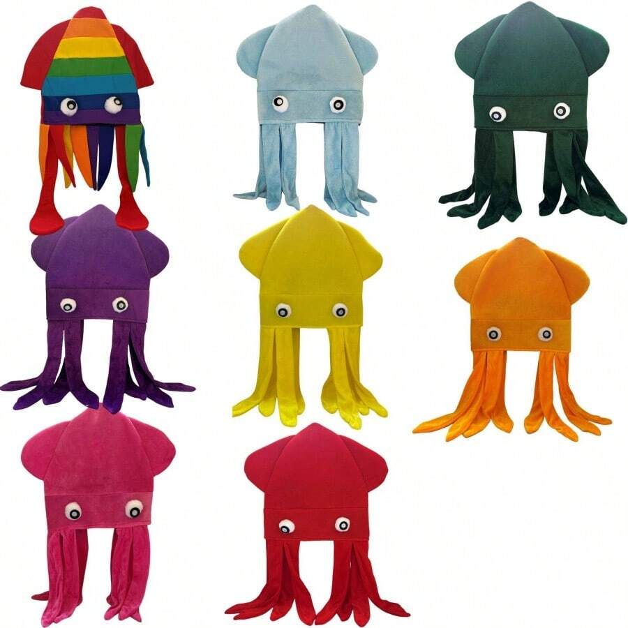 1pc Velvet Octopus Hat Costume Headpiece For Holiday Party Photo - Multicolor - View 1