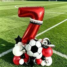 Ensemble de ballons de football rouge & noir, comprend des ballons en feuille rouge en forme de chiffres, des ballons en feuille de football, des ballons en feuille en forme d'étoiles, des ballons en latex, convient comme cadeau surprise pour fils et fille, parfait pour une fête d'anniversaire sur le thème du football et d'autres occasions - Voir 10