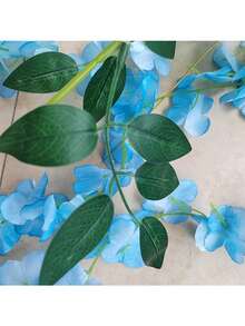 1pc 10 Stems 190cm/74.8in Artificial Wisteria Vine Garland In Blue, Purple, White, Pink, Yellow, Suitable For Wedding Arch, Party, Garden, Home Decor, Holiday Gift. Wedding Decoration, Beautiful Room Decor, Home Decor, Valentine's Day, Birthday, Graduation Gift - Baby Blue - View 5