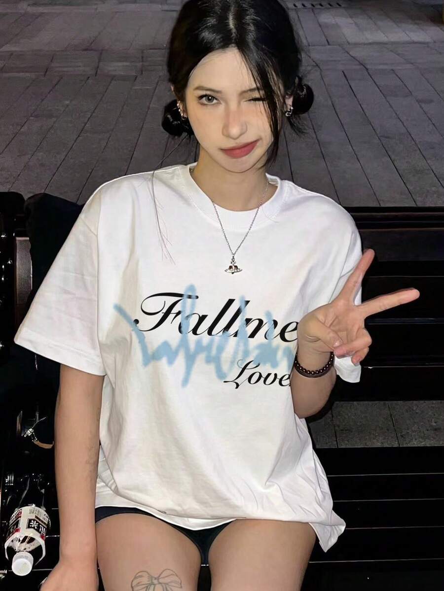 New Summer Short-Sleeved Cotton Printed Top, Stylish And Relaxed T-Shirt - White - View 1