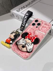 This Disney Mickey Mouse Lanyard Phone Case Is Fully Covered In TPU Material. It's Shockproof, Lightweight, And Compatible With IPhone17/16/11/13/15/15 Plus/15 Pro/15 Pro Max/12/14 Pro Max/11 Pro Max/12 Pro/12 Pro Max/13. This Phone Case Makes A Popular Birthday Gift Or Business Gift; It's Durable, Stain- And Fingerprint Resistant, And Suitable For Both Men And Women. The Set Also Includes A Mickey Mouse Phone Case And A Mickey Mouse Plush Bracelet. It's A Perfect Gift For Friends And Family. This Stylish Phone Case Is Fun, Lightweight, And Durable. IPhone17 Pro Max Phone Case, Minnie Mouse Phone Case. - trắng - Xem 5