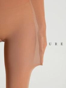MOIRÉALLURE 1雙 200D 不透明女款高腰彈性加厚底襪 時尚素色簡約性感休閒百搭女用緊身褲 - 卡其色 - 查看 3