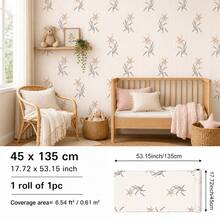 SUPSTICKER 1 buah Wallpaper Perekat Diri Motif Bunga 3 Gaya, Wallpaper PVC Tahan Air Motif Bunga & Garis Vintage yang Dapat Dilepas, Dekorasi Dinding Ramah Rumah Sewa untuk Kamar Anak, Kamar Tidur, Ruang Tamu, Dekorasi Rumah DIY, Ukuran: 17,72*53,15 inci/88,58 inci/141,73 inci - MultiWarna - View 14