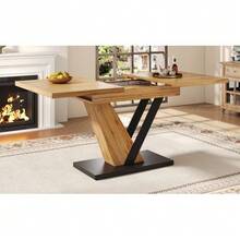 Extendable Dining Table 120(160) X 75 X 75.5 Cm, Table, Kitchen Table, Extendable Table, Extendable Up To 160 Cm, Suitable For Kitchen And Living Room, Tabletop With Wood Grain - Wood - View 7
