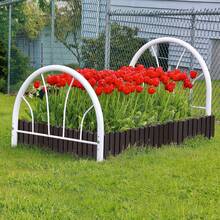 Bordatura per prato in plastica effetto legno, recinzione da giardino, bordo per aiuole, bordatura per prato, palizzata da giardino, confine decorativo da giardino, recinzione a palizzata - Antracite/Marrone/Grigio - Marrone = 4,6 m (8 pezzi) - Visualizzare 3