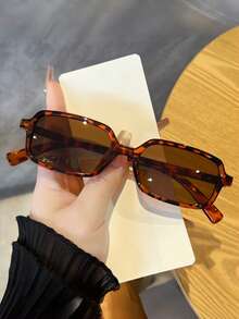 6pcs Stylish Rectangular Frame Glasses, Suitable For Vacation, Travel, Sports, Driving, Festivals, Beach, Music Festivals, Outdoor Activities, Summer Accessories, Holidays, Family Outings, Elegant Attire, Street Fashion, Sports, Parties, Outdoor Activities, Street Style, Fishing, Summer Beach Vacation, Outdoor, Travel, Back To School - 6 Colors - View 15