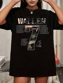 MorganS WallenS Albumomslag Turnéschema Grafisk Överdimensionerad Svart T-shirt - Svart - Visa 1