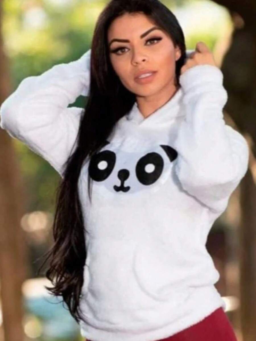 Women's Warm Panda Winter Sweater - 白色 - 查看 1