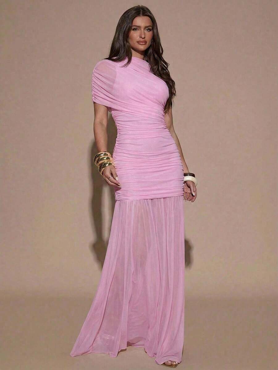 Women Midi Dresses - Merah Muda Pucat - View 1