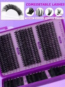 CMAYOME 648/684/720片 D捲度大容量DIY假睫毛套組，8-16mm 10D-150D 長效蓬鬆濃密睫毛簇，自然/華麗眼妝，適合初學者與日常使用，婚禮、旅行、派對、度假 - 彩色 - 查看 8