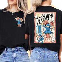 Lilo And Stitch Shirt | Stitch Tshirt | Disney Cartoon Shirt Unisex | Disney Theme Party -- Disneys Disneyland Paris The Magic Kingdom Disneyesque B6Holiday Gifts Valentine's Day Gifts Earth Day Gifts Oktoberfest Gifts Summer Bank Holiday Gifts - màu đen - Xem 1